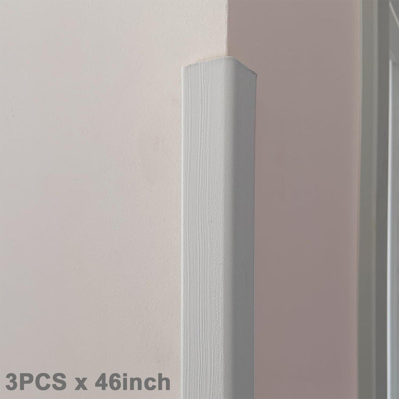 YLL YLL 6 PCS 45" Wall Corner Protector Trim Borders for Wall White Wood Grain Wall Edge Strip Crown Molding Trim Door and Window Frames Mirror Backsplash Tile Edge - Image 4